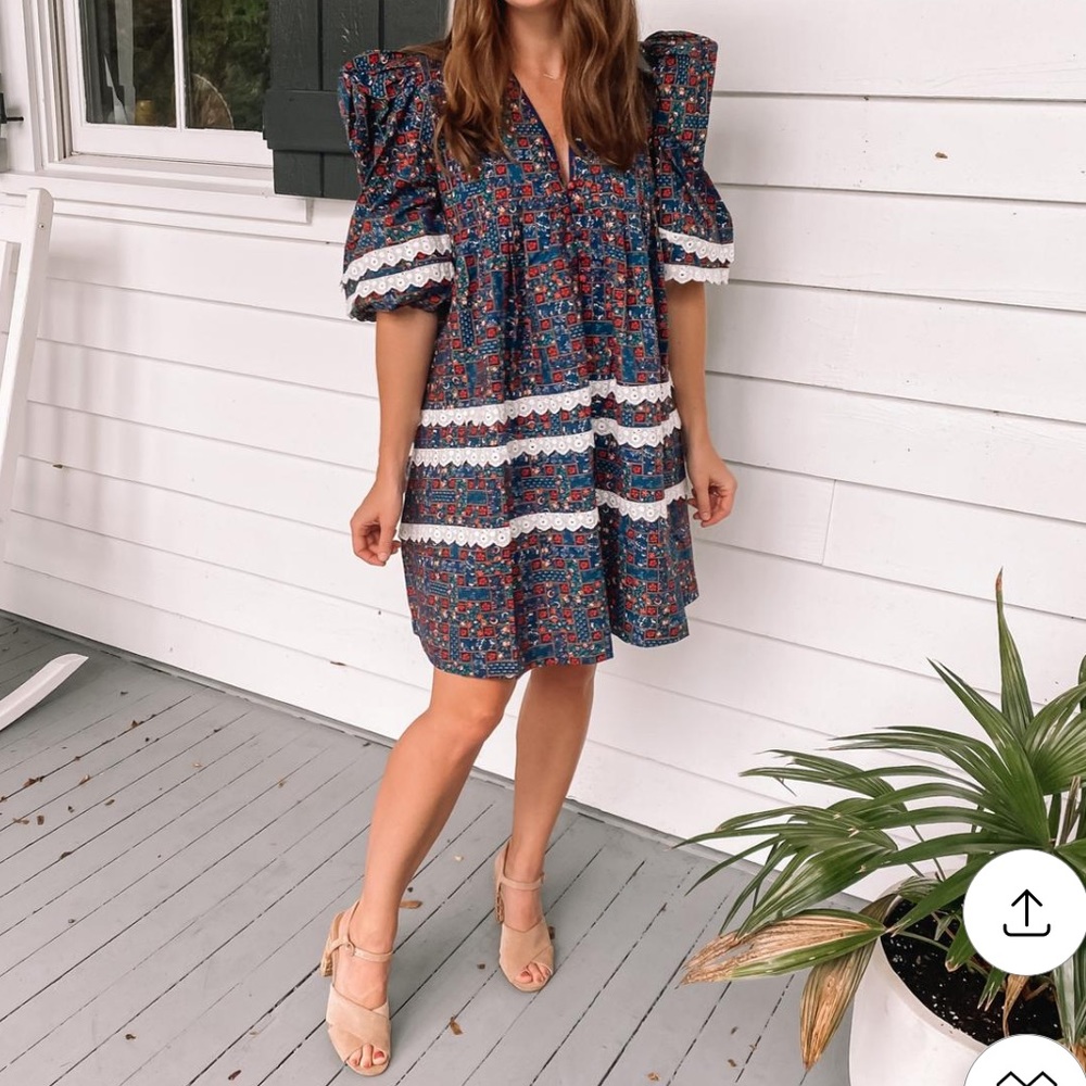 Hunter Bell Jenkins Dress - Vintage Patchwork Size L - Picture 2 of 11